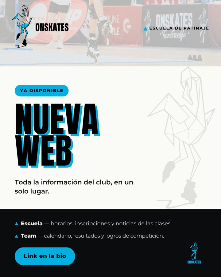 Publicación de Instagram de Onskates anunciando la nueva página web del club